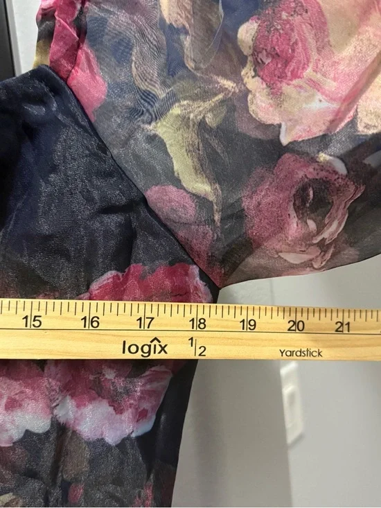 Lulus Oh-So Stunning Navy Blue Floral Organza Tiered Midi Dress Size Large - Picture 5 of 6